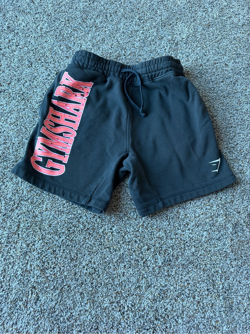 Gymshark XS Black Pink Graphic Sweat Shorts Distressed Logo Drawstring